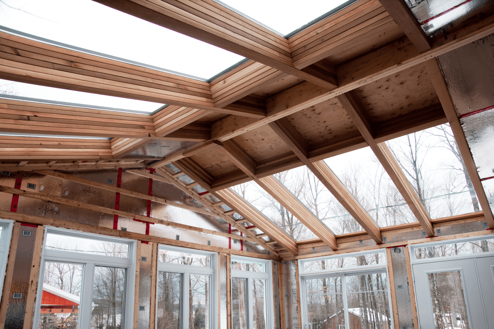 A home addition down to the studs