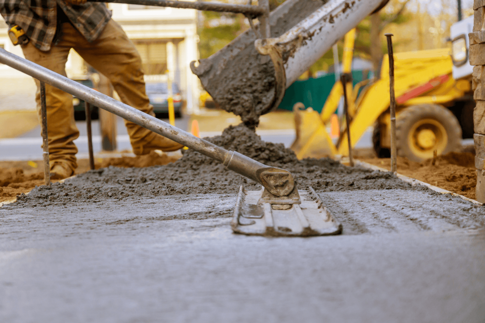 Concrete is being poured