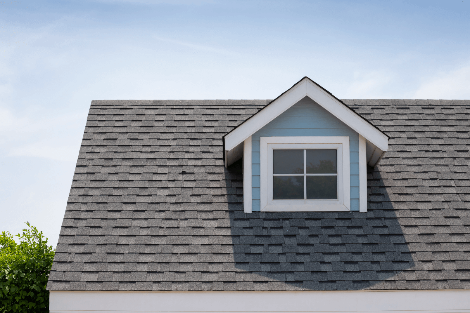 Looking down at a roof with many slopes