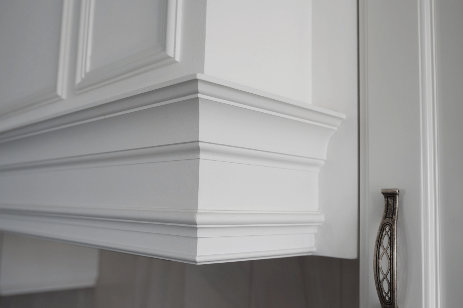 Corner trim under a cabinet